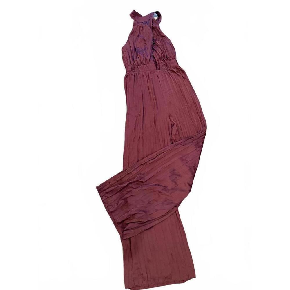 New Lulus Burgundy Halter Neck Jumpsuit
